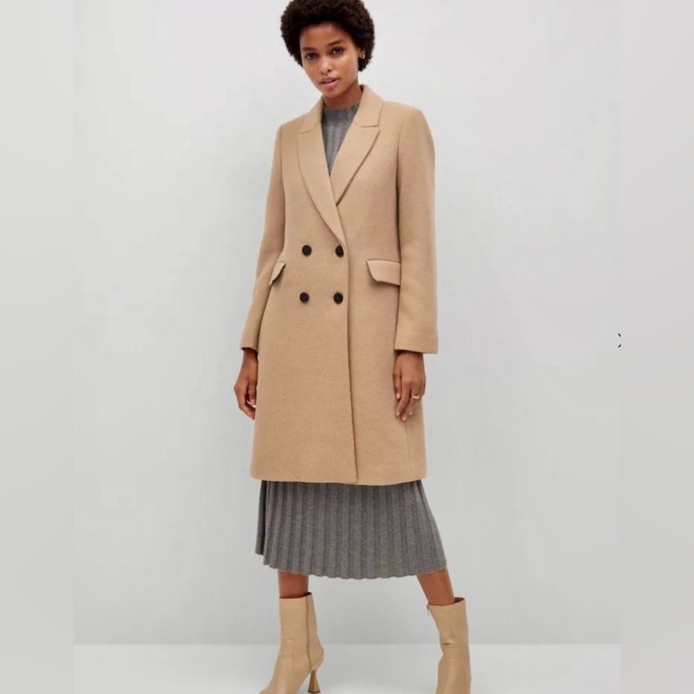 NWT Mango Abrigo Dali Tan Coat Size L